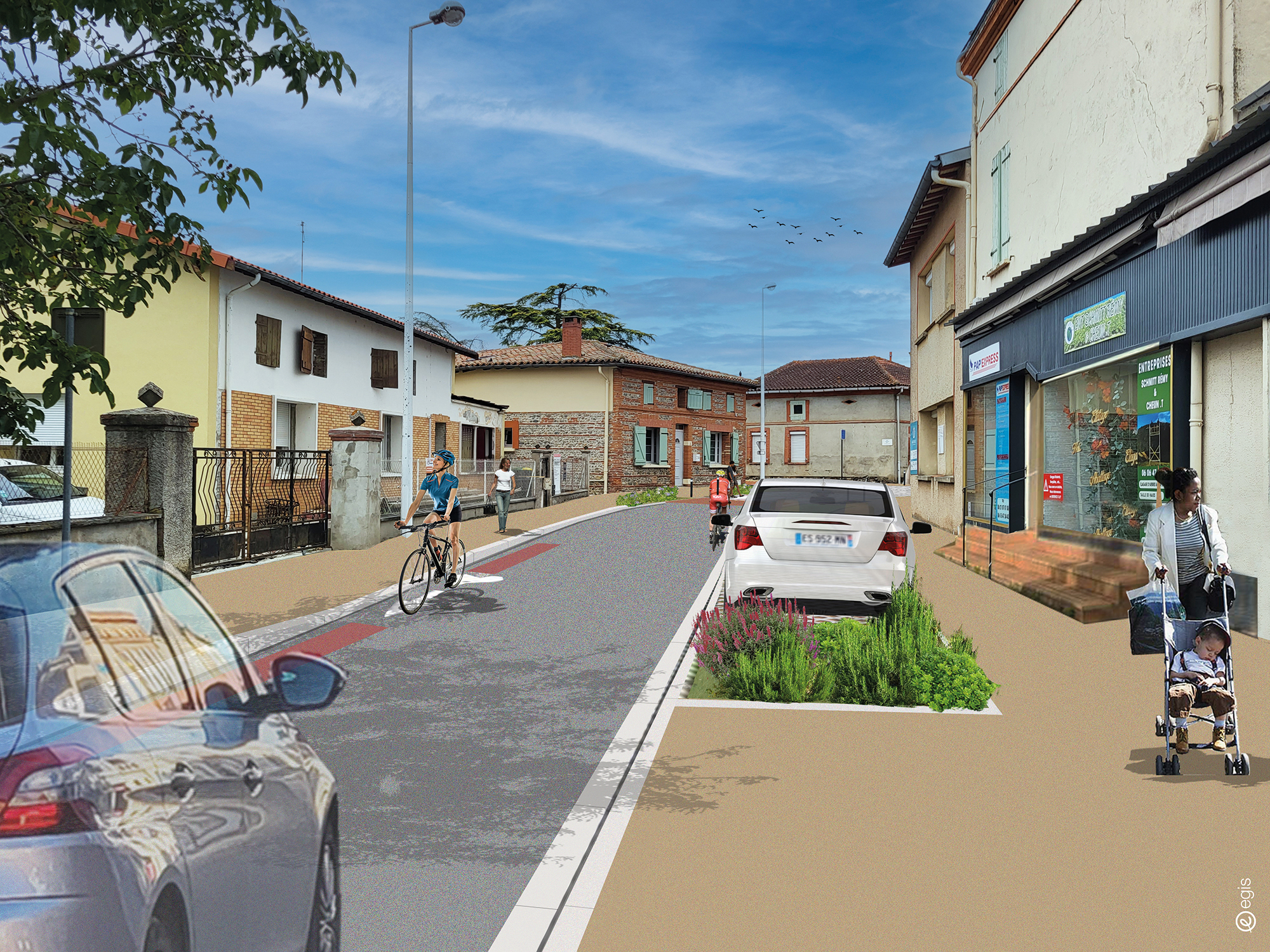 Vue perspective travaux rue de Pourrenque 2025-2026 Vue perspective travaux rue de Pourrenque 2025-2026