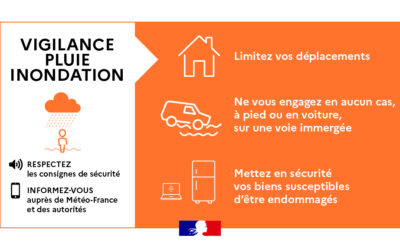 Vigilance pour risque de crue, pluie et inondations
