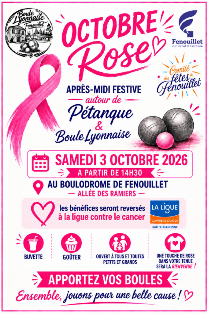 Affiche comité des fêtes Fenouillet octobre rose 2026